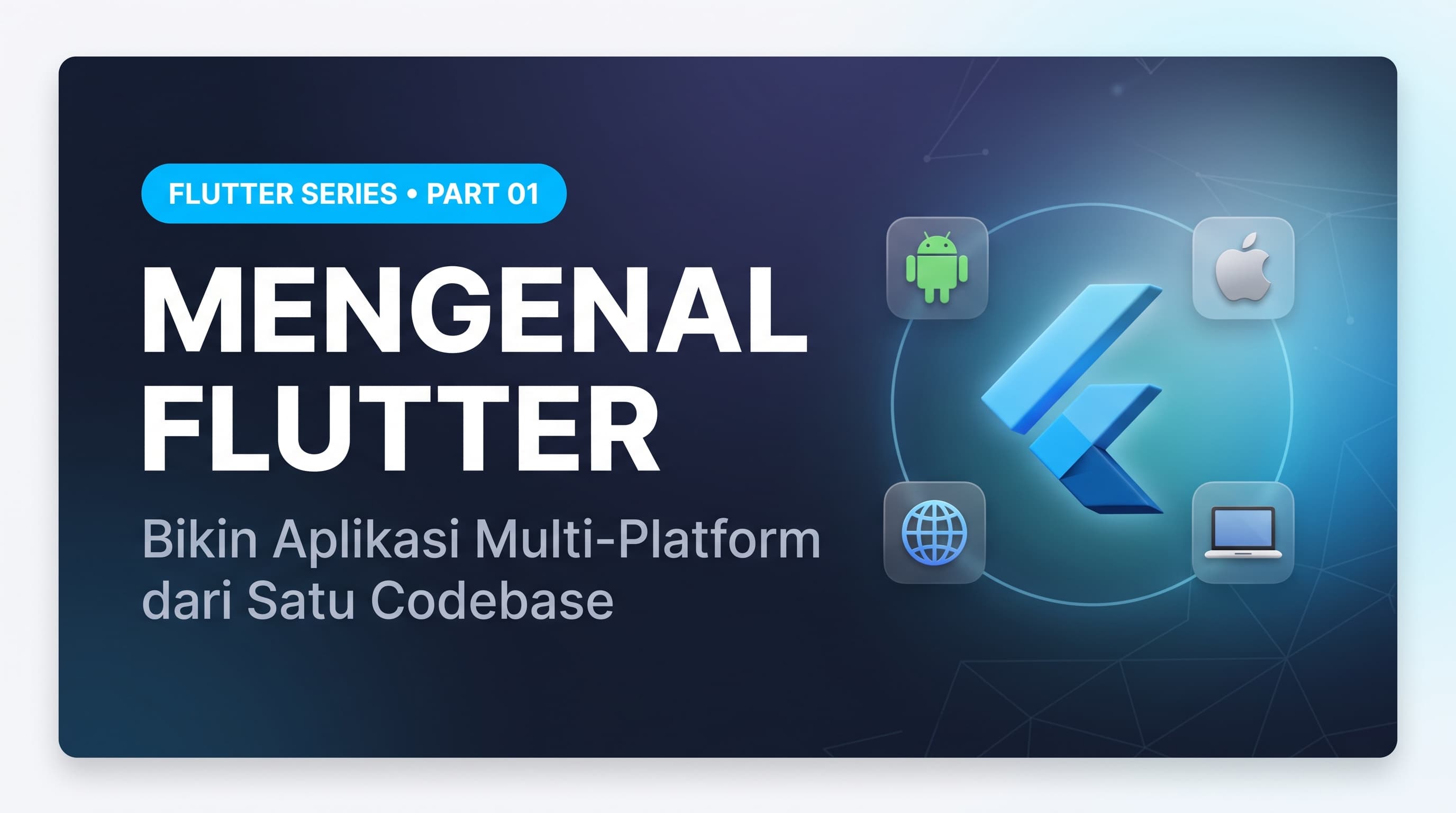 Flutter logo illustration with a blue and purple gradient